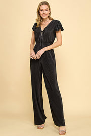 Pleated Shiny Jumpsuit / S#ABHJ0102