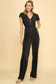 Pleated Shiny Jumpsuit / S#ABHJ0102