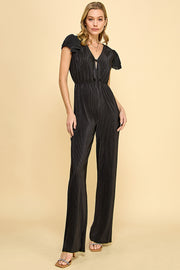 Pleated Shiny Jumpsuit / S#ABHJ0102