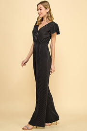 Pleated Shiny Jumpsuit / S#ABHJ0102