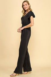 Pleated Shiny Jumpsuit / S#ABHJ0102