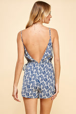 Load image into Gallery viewer, Floral Print Wrap Romper / S#ABHJ0106

