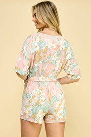 Pink Floral Romper / S#ABHR2023