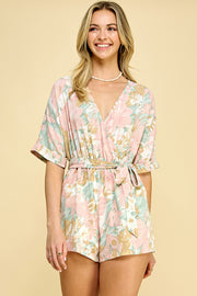 Pink Floral Romper / S#ABHR2023