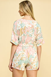 Pink Floral Romper / S#ABHR2023