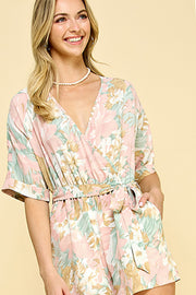 Pink Floral Romper / S#ABHR2023