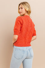 Load image into Gallery viewer, Cable Short Sleeve Sweater / S#ABHS0116
