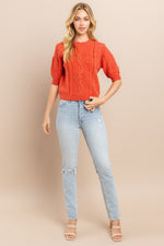 Load image into Gallery viewer, Cable Short Sleeve Sweater / S#ABHS0116
