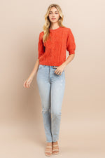 Load image into Gallery viewer, Cable Short Sleeve Sweater / S#ABHS0116
