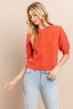 Load image into Gallery viewer, Cable Short Sleeve Sweater / S#ABHS0116
