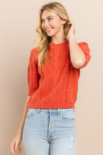 Load image into Gallery viewer, Cable Short Sleeve Sweater / S#ABHS0116
