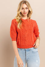 Load image into Gallery viewer, Cable Short Sleeve Sweater / S#ABHS0116
