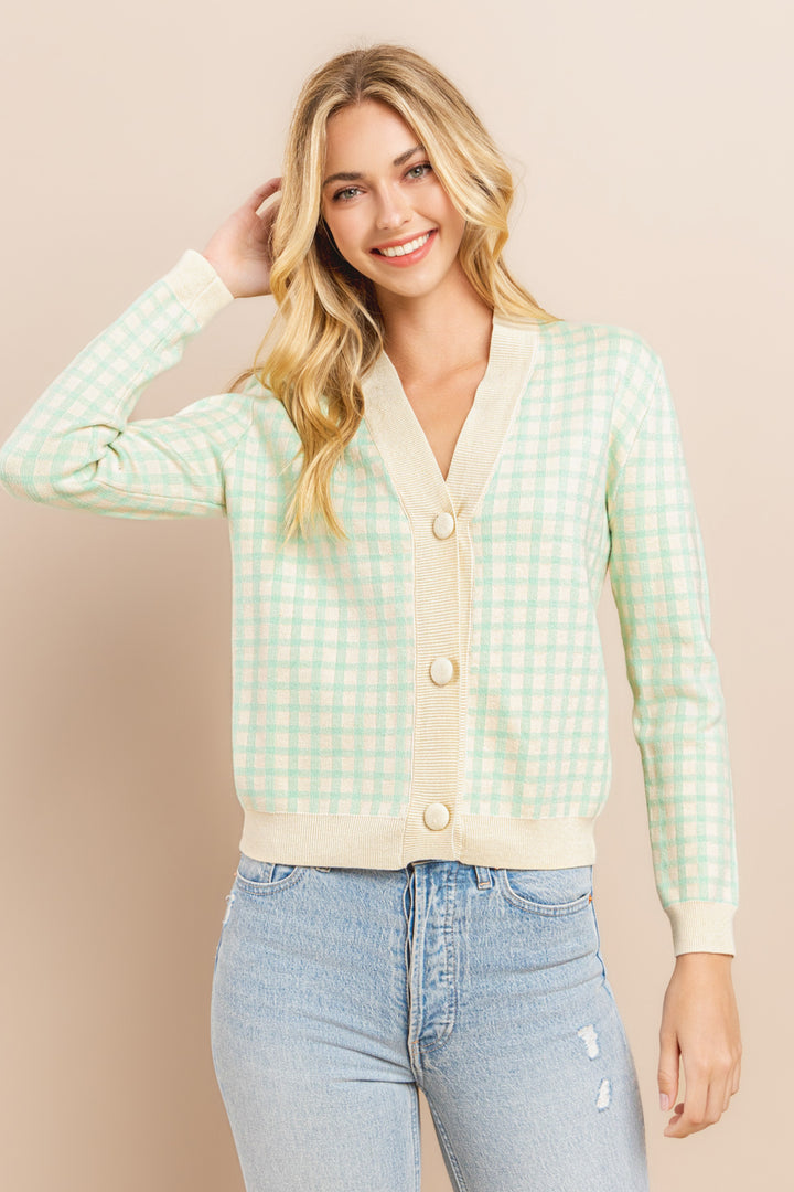 Plaid Cardigan / S#ABHS0126