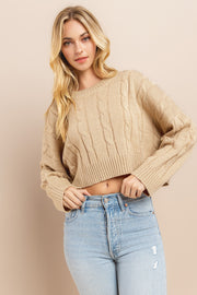 Cable Cropped Sweater I ABHS0138 I INSTOCK