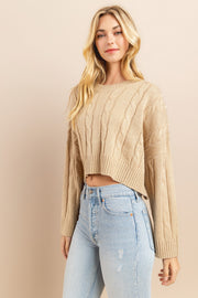 Cable Cropped Sweater I ABHS0138 I INSTOCK