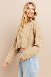 Cable Cropped Sweater I ABHS0138 I INSTOCK
