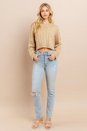 Cable Cropped Sweater I ABHS0138 I INSTOCK