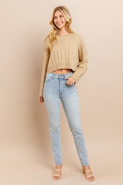 Cable Cropped Sweater I ABHS0138 I INSTOCK