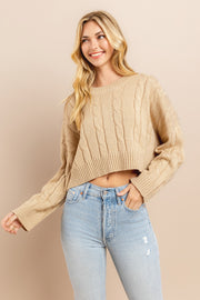 Cable Cropped Sweater I ABHS0138 I INSTOCK