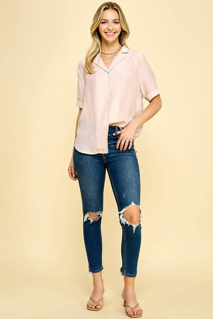 Notched collar blouse / S#ABHT0104