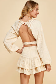 Textured Woven Ruffle Mini Skirt /S#ABHB0124