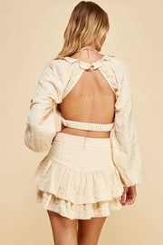 Textured Woven Ruffle Mini Skirt /S#ABHB0124