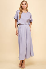 Load image into Gallery viewer, Satin Pleated Midi Skirt &amp; Top SET / S#ABHT0120ABHB0126
