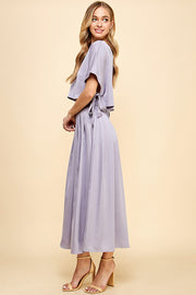 Satin Pleated Midi Skirt & Top SET / S#ABHT0120ABHB0126