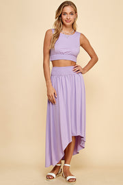 Smocked Maxi Skirt / S#ABHB0127