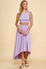 Jersey Crop Top&Smocked Maxi Skirt / S#ABHT0121ABHB0127
