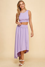 Jersey Crop Top&Smocked Maxi Skirt / S#ABHT0121ABHB0127