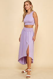Jersey Crop Top&Smocked Maxi Skirt / S#ABHT0121ABHB0127