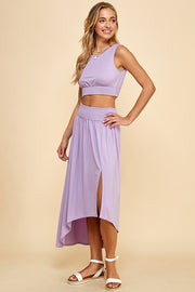 Jersey Crop Top&Smocked Maxi Skirt / S#ABHT0121ABHB0127