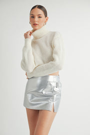 Wholesale apparel brand | Buckle Detail Metallic Mini Skirt