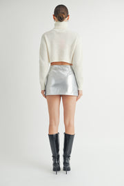 Wholesale apparel brand | Buckle Detail Metallic Mini Skirt