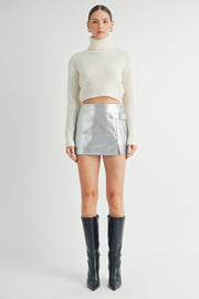 Wholesale apparel brand | Buckle Detail Metallic Mini Skirt