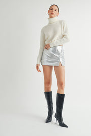 Wholesale apparel brand | Buckle Detail Metallic Mini Skirt
