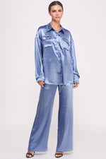 Load image into Gallery viewer, Women&#39;s wholesale Drawstring elasticized waistband Metallic Flared Pants

