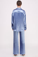 Load image into Gallery viewer, Women&#39;s wholesale Drawstring elasticized waistband Metallic Flared Pants
