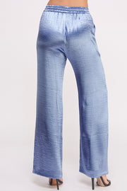 Women's wholesale Drawstring elasticized waistband Metallic Flared Pants