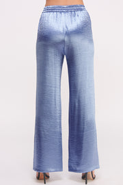 Women's wholesale Drawstring elasticized waistband Metallic Flared Pants