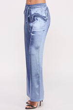 Load image into Gallery viewer, Women&#39;s wholesale Drawstring elasticized waistband Metallic Flared Pants
