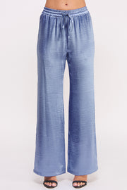 Women's wholesale Drawstring elasticized waistband Metallic Flared Pants