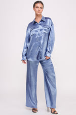 Load image into Gallery viewer, Women&#39;s wholesale Drawstring elasticized waistband Metallic Flared Pants
