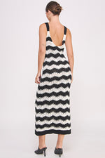 Load image into Gallery viewer, Chevron crochet maxi dress in black and white I ABJD7533 I SHIP TO 09/04/24
