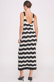 Chevron crochet maxi dress in black and white I ABJD7533 I SHIP TO 09/04/24