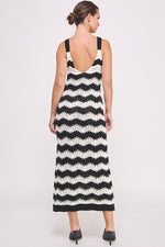 Load image into Gallery viewer, Chevron crochet maxi dress in black and white I ABJD7533 I SHIP TO 09/04/24
