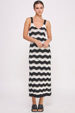 Load image into Gallery viewer, Chevron crochet maxi dress in black and white I ABJD7533 I SHIP TO 09/04/24
