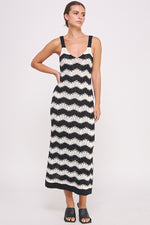 Load image into Gallery viewer, Chevron crochet maxi dress in black and white I ABJD7533 I SHIP TO 09/04/24
