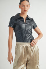 Load image into Gallery viewer, Faux Leather Bodysuit I ABJT7542
